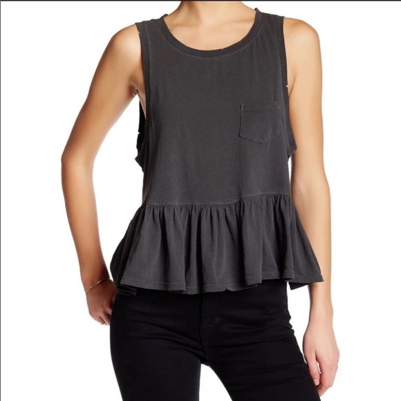 We The Free Distressed Ruffled Hem Tank Top - S - Picture 7 of 7
